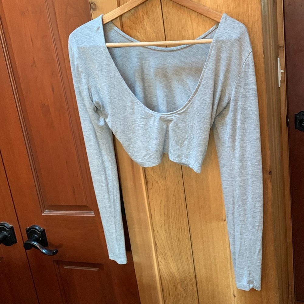 Free People Beach Open Scoop Back Crop Long Sleeve